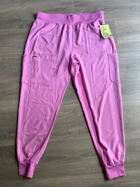 Landau Forward Pink Rosa Bella Women's Cargo Jogger Scrub Pants Size XL Nursing